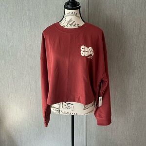 Women's Red Long Sleeve Cropped Sweatshirt Size XL